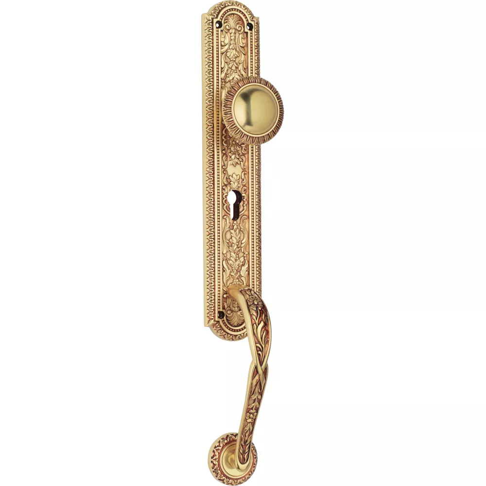 Klamko-galka stala z uchwytem drzwiowym Jardin - otwor na wkladke - wykonczenie OF